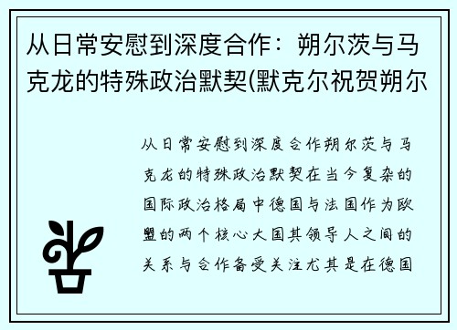 从日常安慰到深度合作：朔尔茨与马克龙的特殊政治默契(默克尔祝贺朔尔茨胜选)
