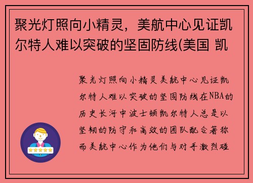 聚光灯照向小精灵，美航中心见证凯尔特人难以突破的坚固防线(美国 凯尔特人)